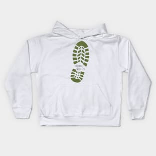 Green Hike More, Worry Less Boot Print Kids Hoodie